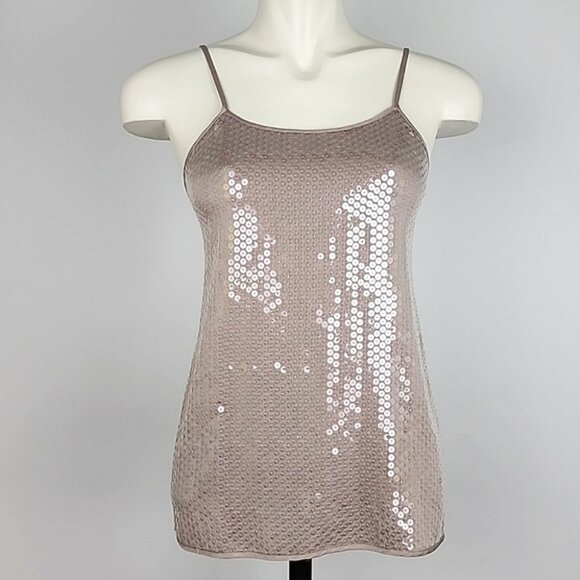 Rozae Nichols No Dart Cami Oyster Taupe Sequined Size XS - Picture 1 of 16